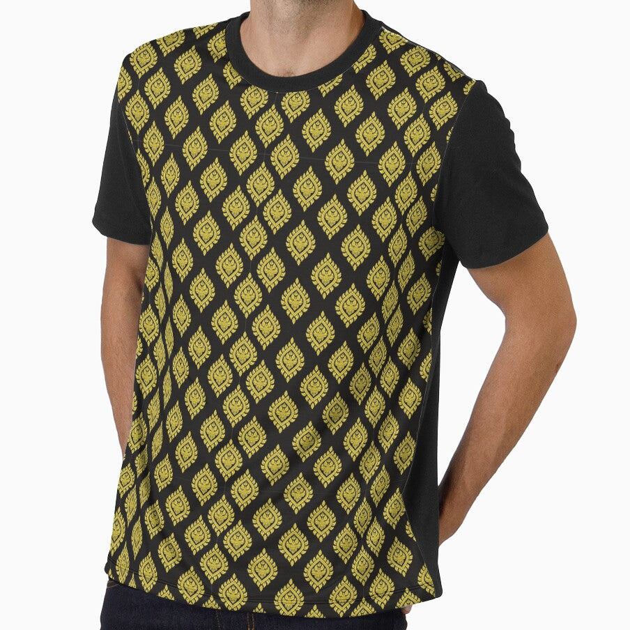 Thai pattern, gold color, Thai fabric, bush flower pattern, gold color for everyone in the family. by isaartboho