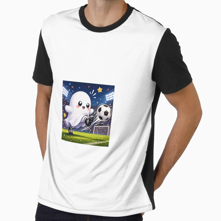Cute Ghost Playing Football by QuirkNest Studio
