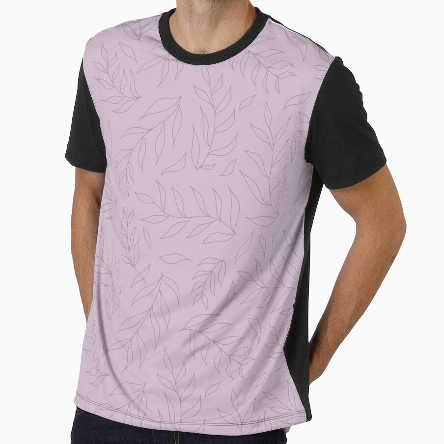 Minimalist pink leaf outline pattern on pink background by Fern and Quill