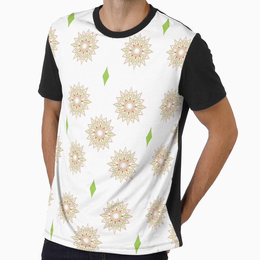 Flower patterns orange on white by Chaoticzarts
