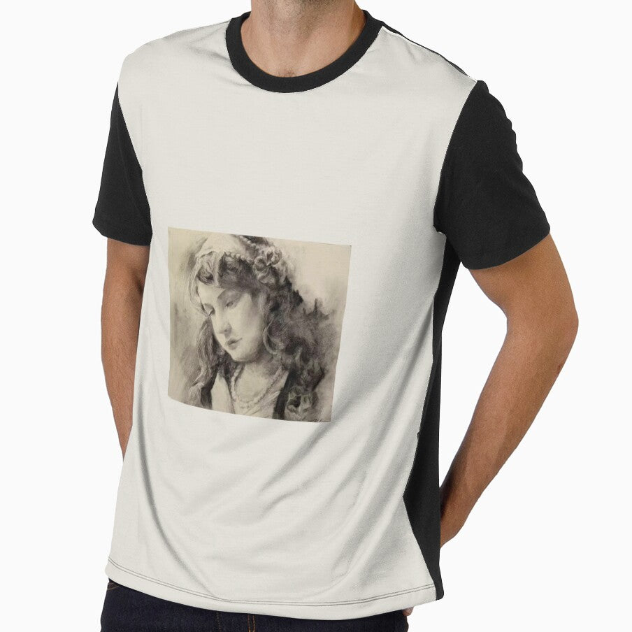 Vintage Charcoal Sketch Melancholic Female Portrait by jadexjournal