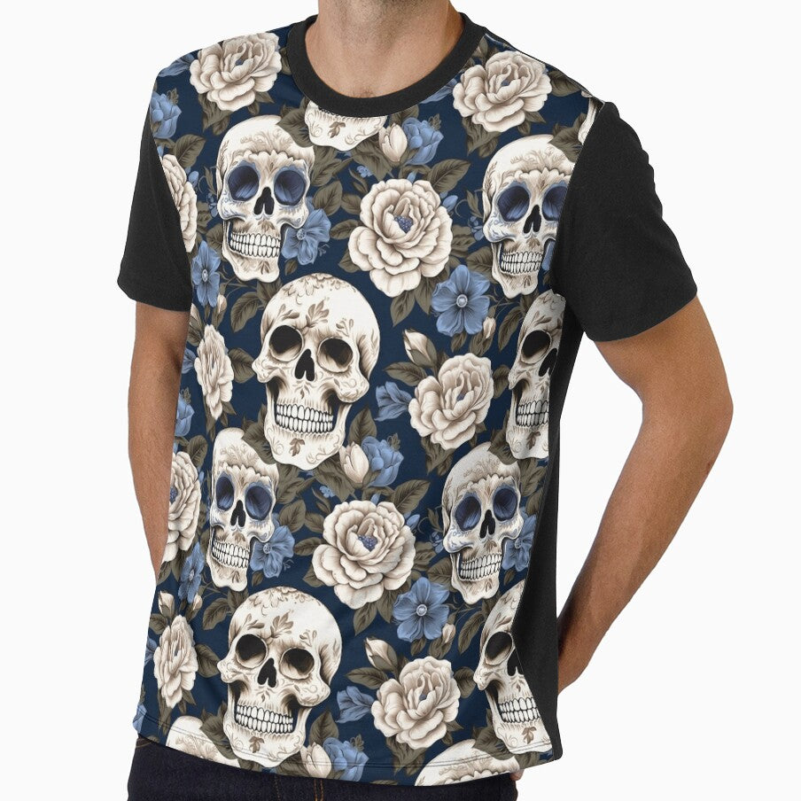 Groovy Smiling Skull Boho Flower pattern by ElLocoMus