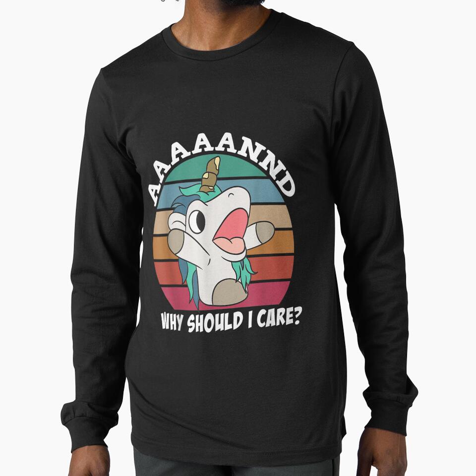 Funny Unicorn 'Why Should I Care?' Retro Vintage Design by 3liegy T-Shirts, Hoodie, Sweatshirt | BlankRebels.com (Image 1)