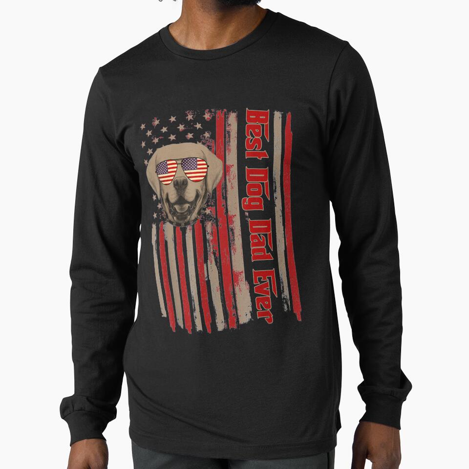 Best Dog Dad Ever Vintage American Flag 4th Of July by laurader T-Shirts, Hoodie, Sweatshirt | BlankRebels.com (Image 1)