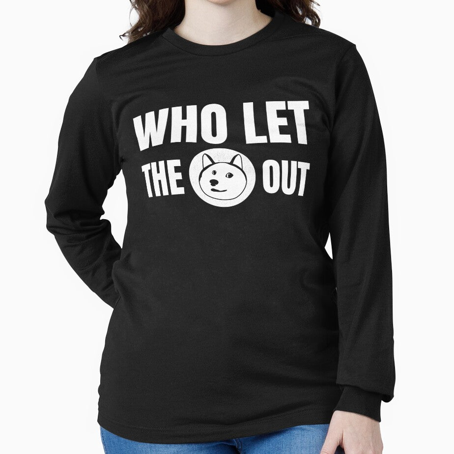 Dogecoin Crypto Meme Who Let The Doge Out by deichmonster T-Shirts, Hoodie, Sweatshirt | BlankRebels.com (Image 2)