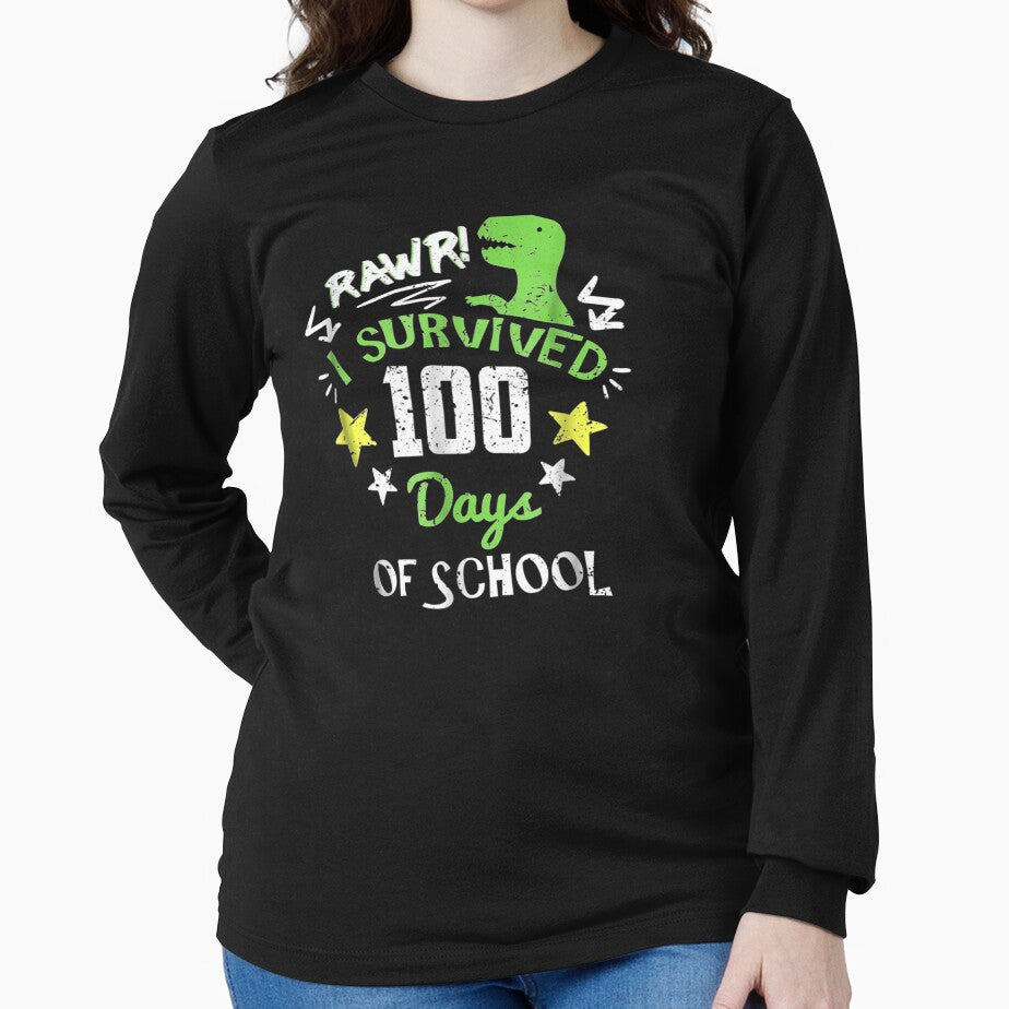 Rawr I Survived 100 Days School T Rex Dinosaur T-Shirts, Hoodie, Sweatshirt