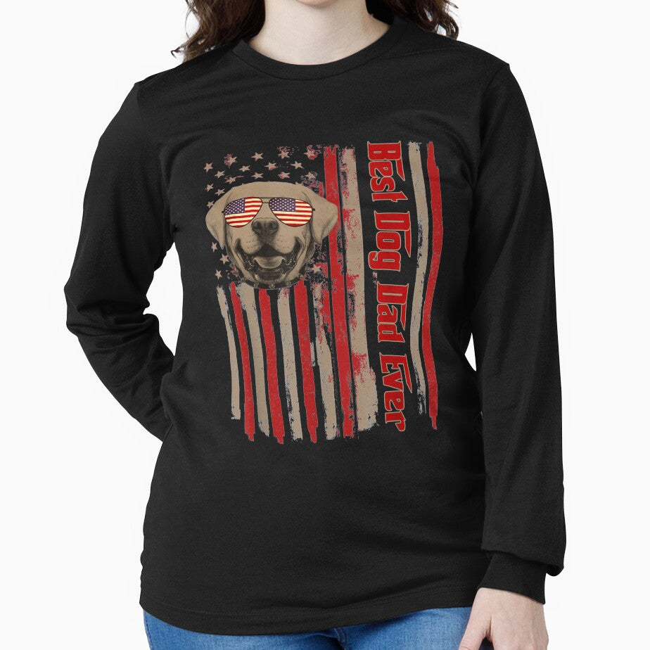 Best Dog Dad Ever Vintage American Flag 4th Of July by laurader T-Shirts, Hoodie, Sweatshirt | BlankRebels.com (Image 2)