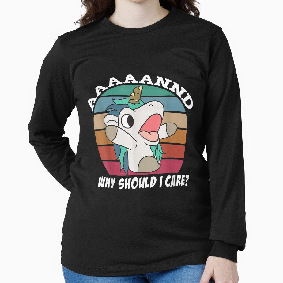 Funny Unicorn 'Why Should I Care?' Retro Vintage Design by 3liegy T-Shirts, Hoodie, Sweatshirt | BlankRebels.com (Image 2)