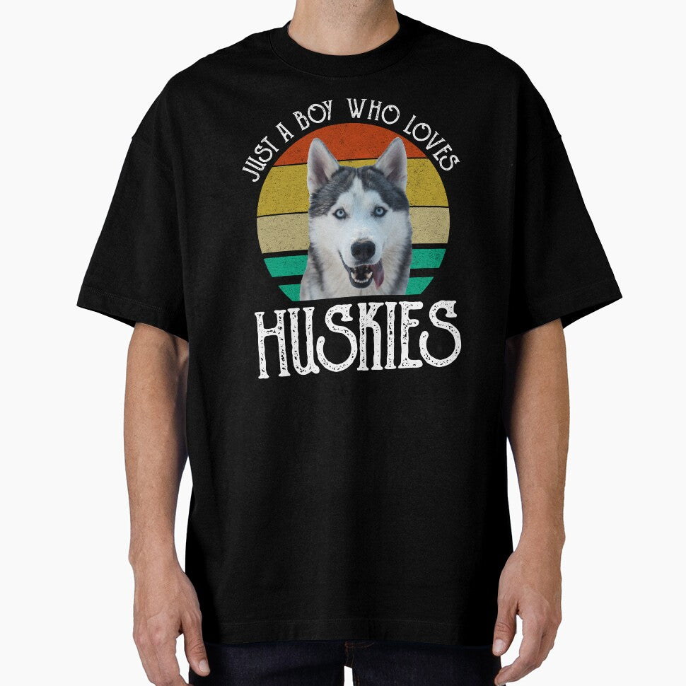Just A Boy Who Loves Huskies by Cat Lady Designs T-Shirts, Hoodie, Sweatshirt | BlankRebels.com (Image 1)
