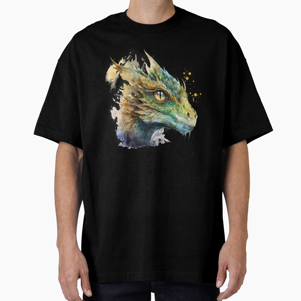 Watercolor Green Dragon, Earth Dragon Portrait by MoonFoxDesign T-Shirts, Hoodie, Sweatshirt | BlankRebels.com (Image 1)