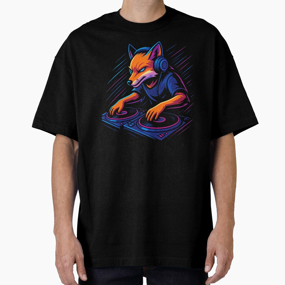 Neon Fox DJ - Club Vibes Vector Illustration by MKreative Studio T-Shirts, Hoodie, Sweatshirt | BlankRebels.com (Image 1)