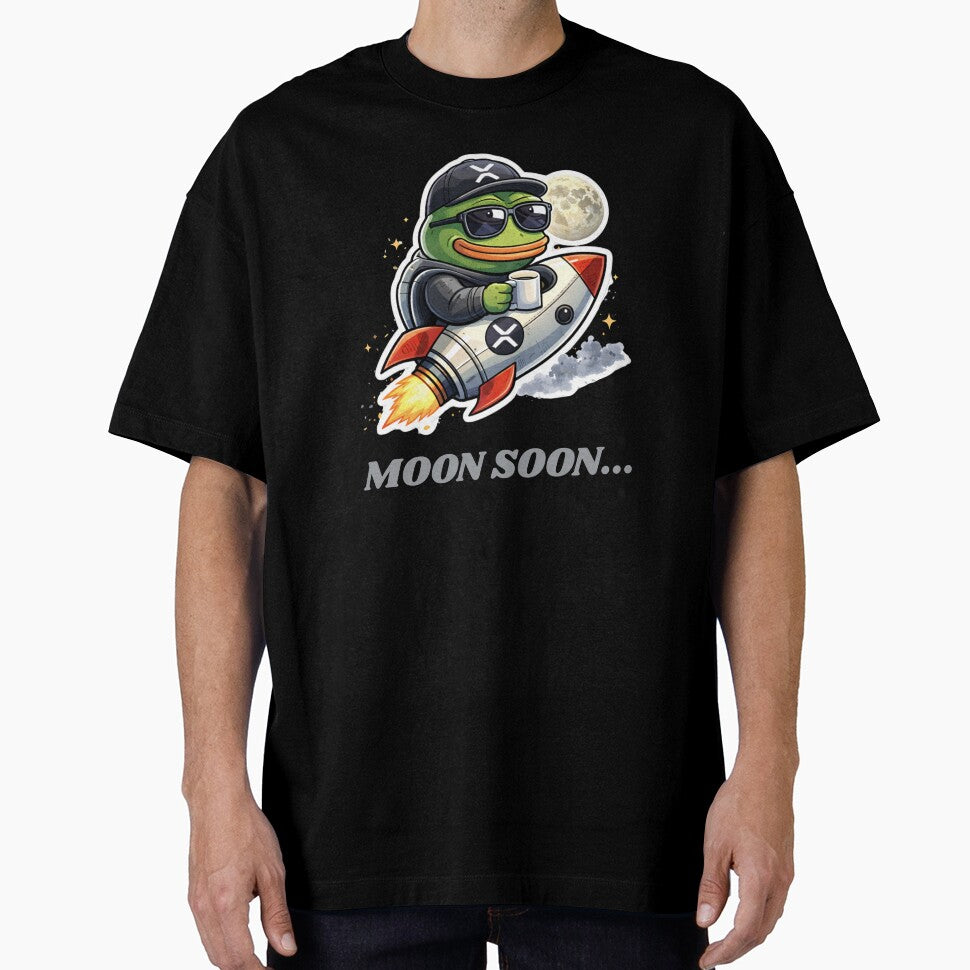 Moon Soon… Pepe XRP Rocket – Funny Crypto Coffee Meme Diamond Hands by LintonGriffin T-Shirts, Hoodie, Sweatshirt (Image 1)