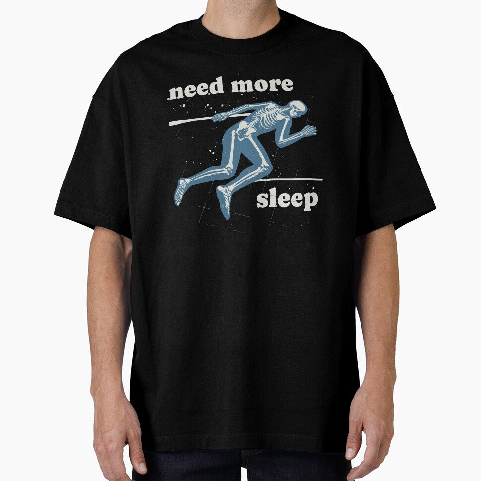 Need More Sleep, Funny Tired Skeleton by VintageMashup