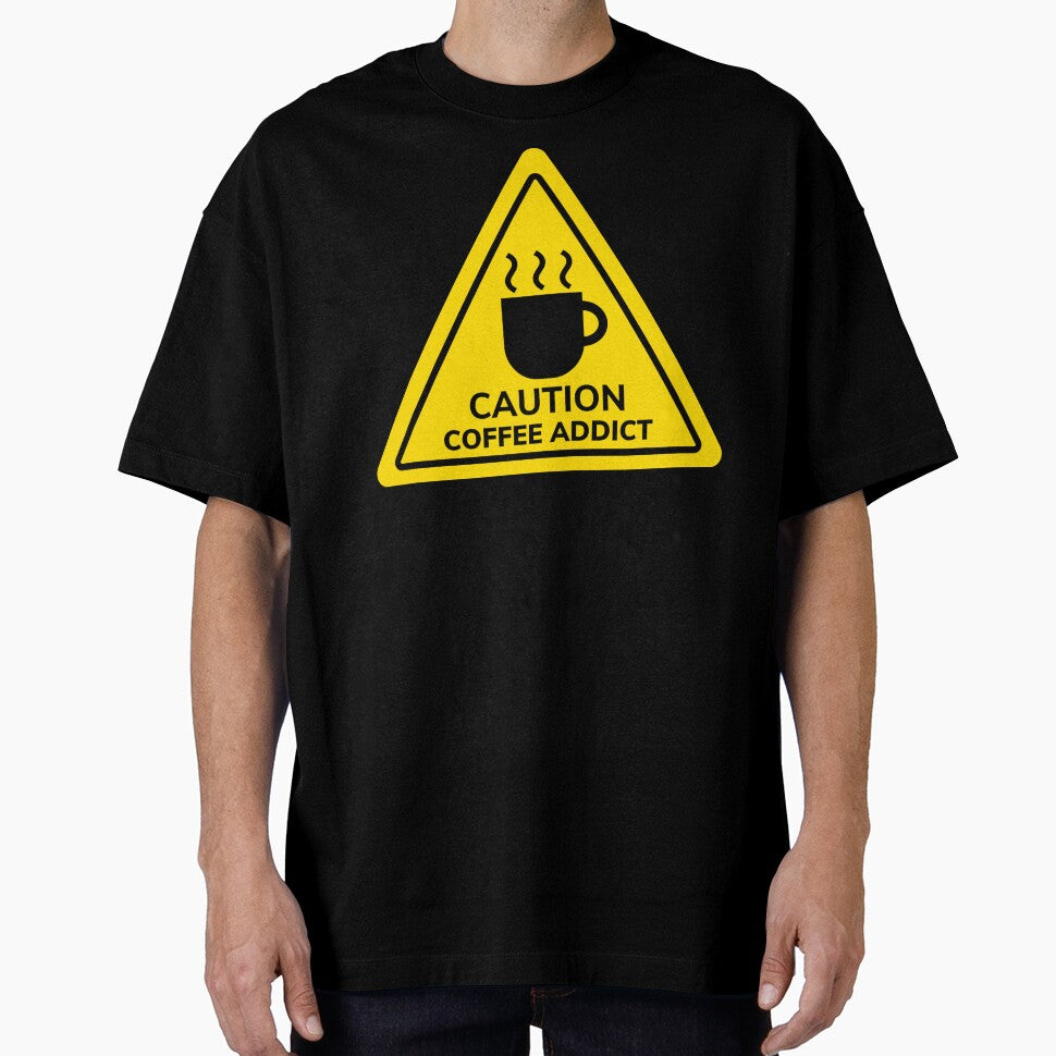 Caution Coffee Addict - Funny Warning Sign For Coffee Lovers by Shape Snip Studio