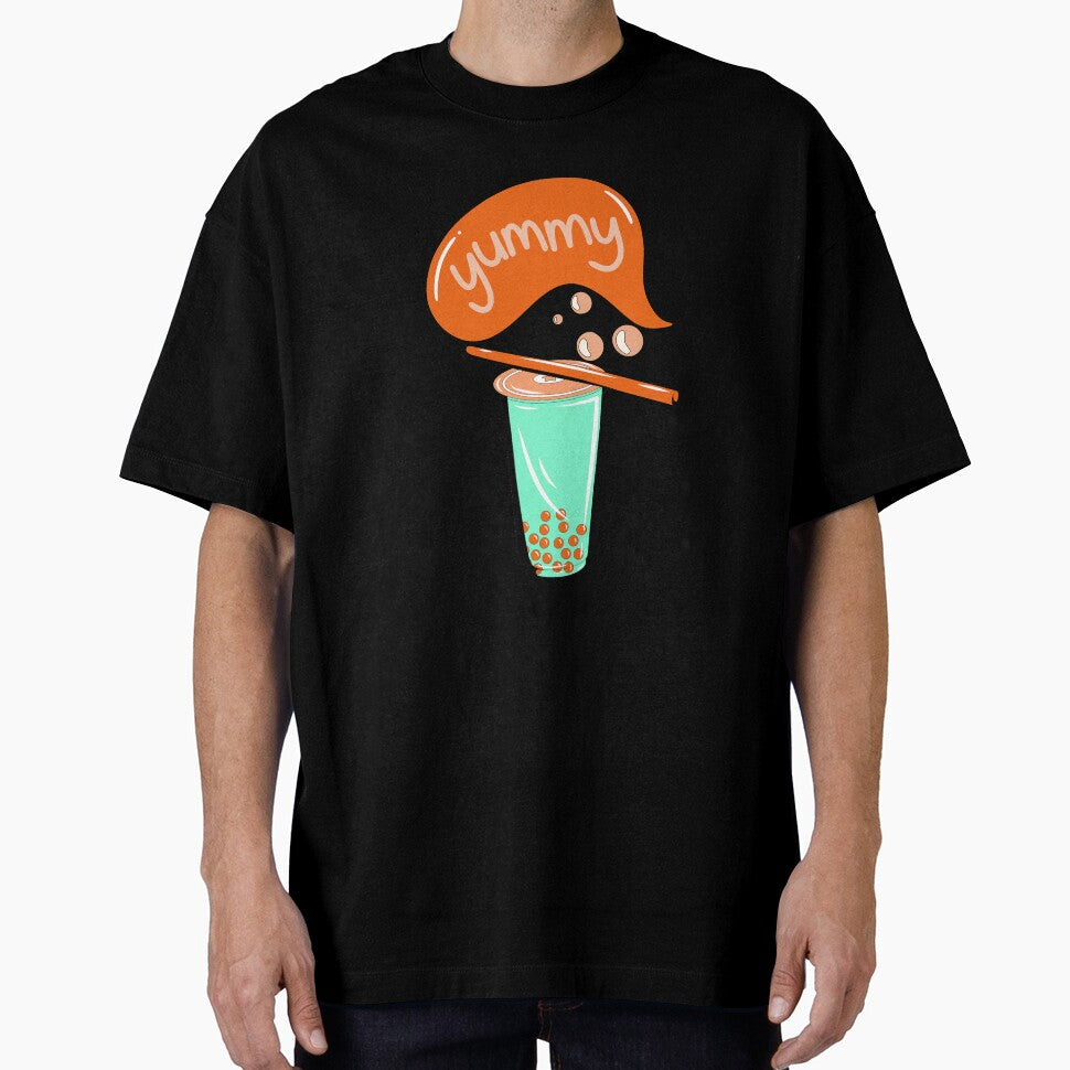 boba tea bubble milk matcha tea orange brown pattern by DesignYourWaystore T-Shirts, Hoodie, Sweatshirt (Image 1)