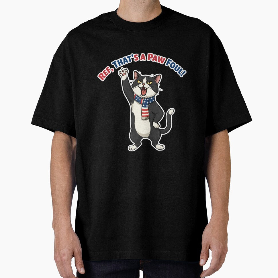 Ref, That's a Paw Fo ul! — Funny Tuxedo Cat Football Design BLUE by catastrocat