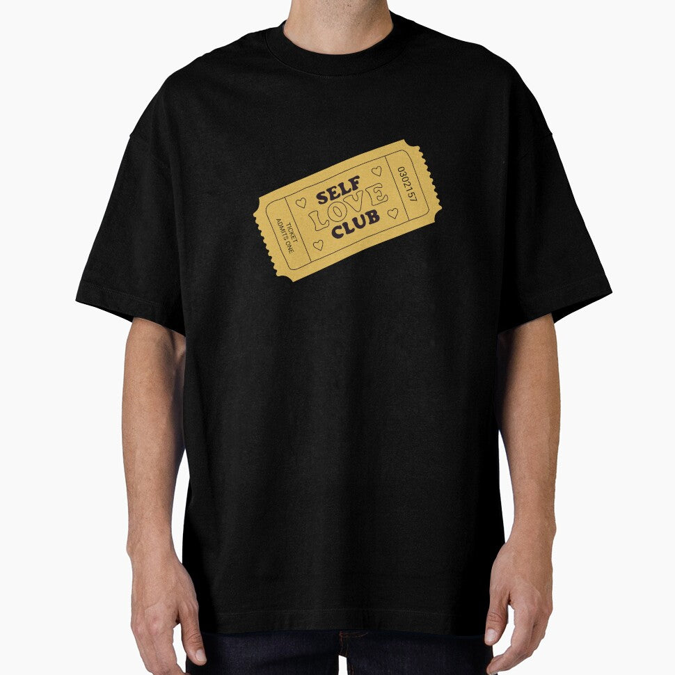 Yellow Self Love Club Ticket  | Minimalistic Tattoo Design Style, Line Art Illustration by MarinasDesign... (Image 1)