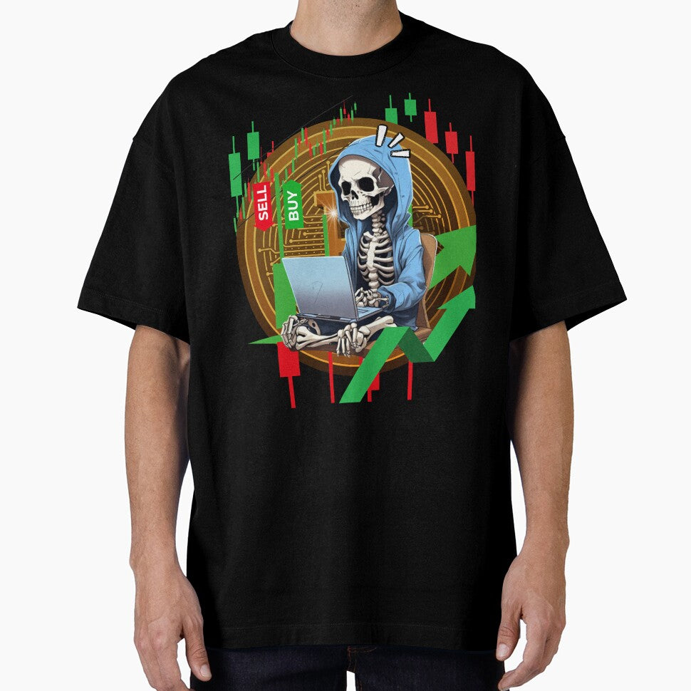 Skeleton Crypto Trader Tee – Funny Trading Shirt for Crypto Enthusiasts by MCCSLK magic crayons