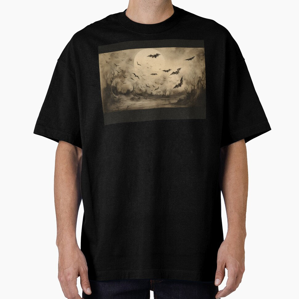 Gothic Bats Scenery,Dark Cottagecore Moon Drawing by Kink Collective T-Shirts, Hoodie, Sweatshirt | BlankRebels.com (Image 1)
