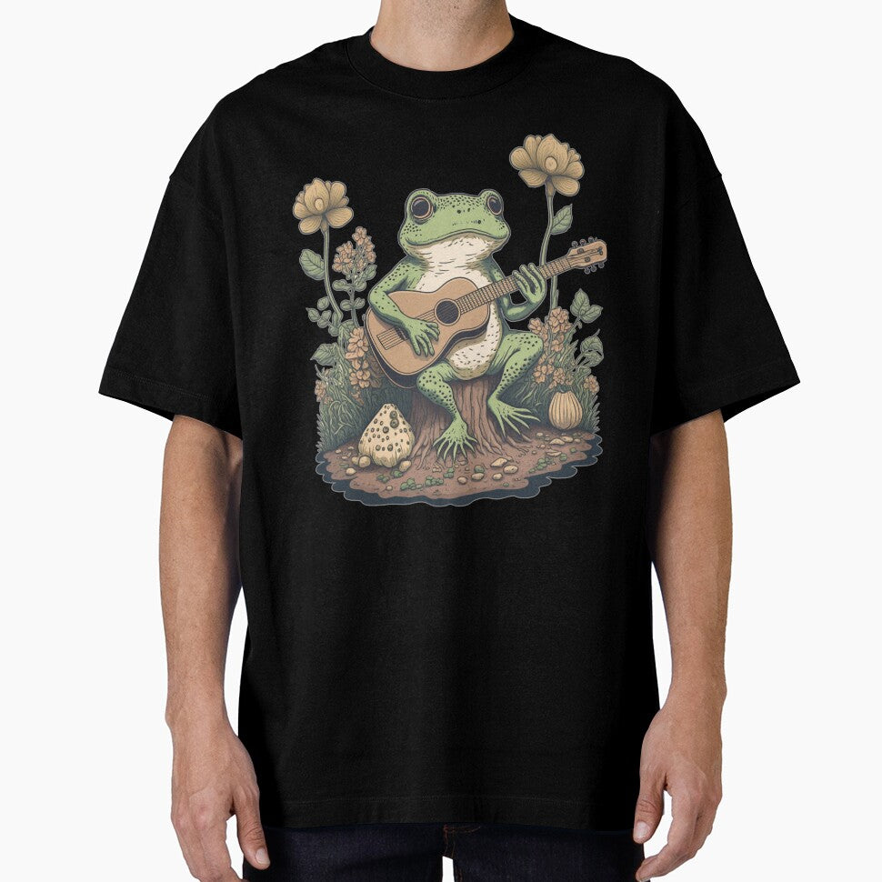 Cottagecore Aesthetic Frog With Guitar Mushroom by ahmed2751989 T-Shirts, Hoodie, Sweatshirt | BlankRebels.com (Image 1)