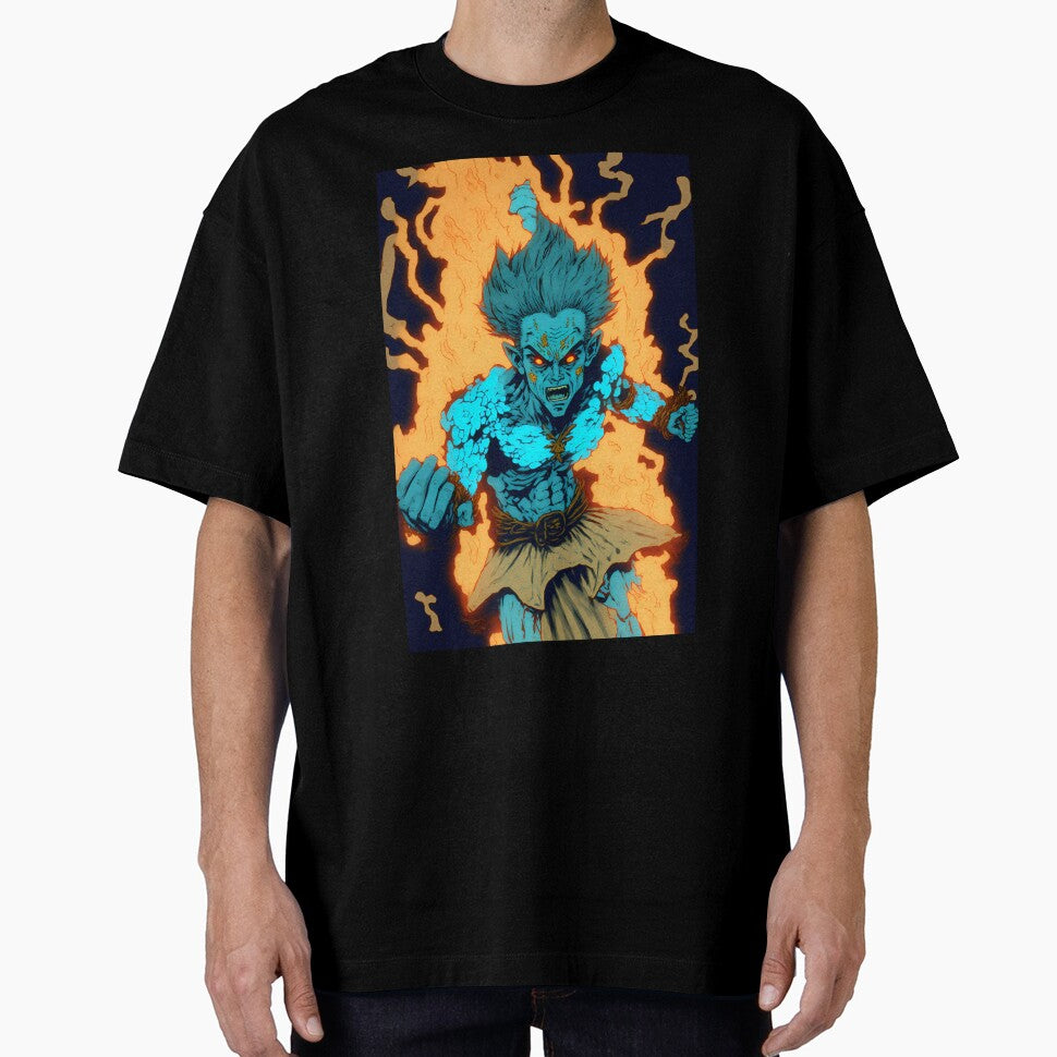 Anime Blue God Warrior Fighter by Bubblebuk T-Shirts, Hoodie, Sweatshirt | BlankRebels.com (Image 1)