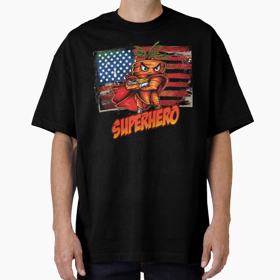 USA American Flag Angry Carrot Foodietoon SuperHero by ProjectX23 T-Shirts, Hoodie, Sweatshirt | BlankRebels.com (Image 1)
