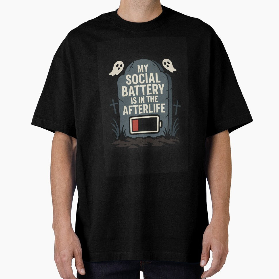 My Social Battery Is in the Afterlife – Funny Introvert Dark Humor Design by DramaWear T-Shirts, Hoodie, Sweatshirt (Image 1)