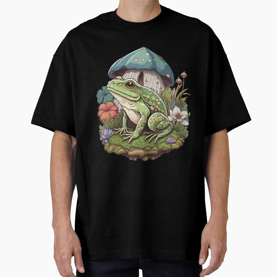 Cottagecore Aesthetic Frog With Mushroom. Cute Mushroom Frog by ahmed2751989 T-Shirts, Hoodie, Sweatshirt (Image 1)
