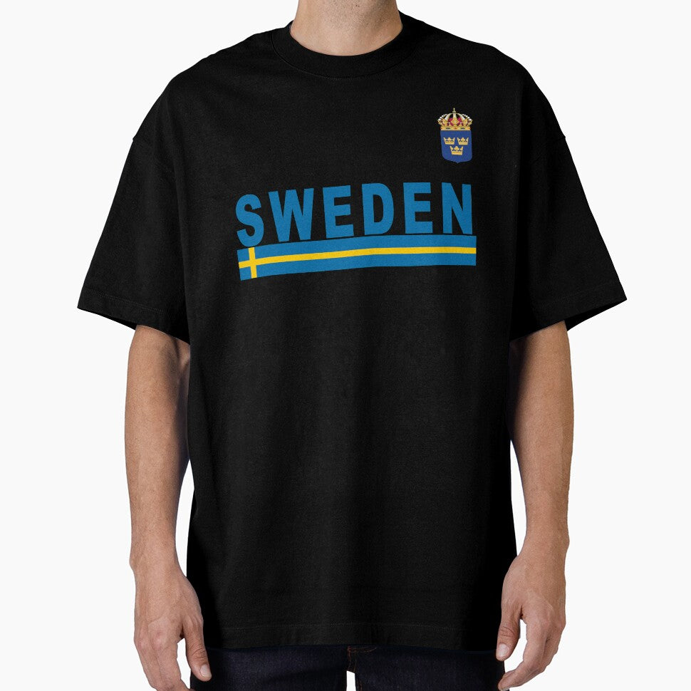 Swedish National Team Style Soccer Jersey Design in Blue Text by merchhost