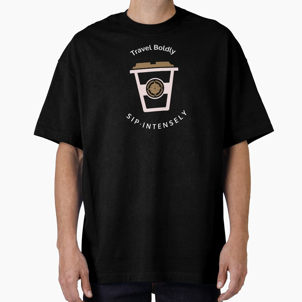 Retro Travel Boldly, Sip Intensely Coffee Graphic by Bold & Brewed T-Shirts, Hoodie, Sweatshirt | BlankRebels.com (Image 1)