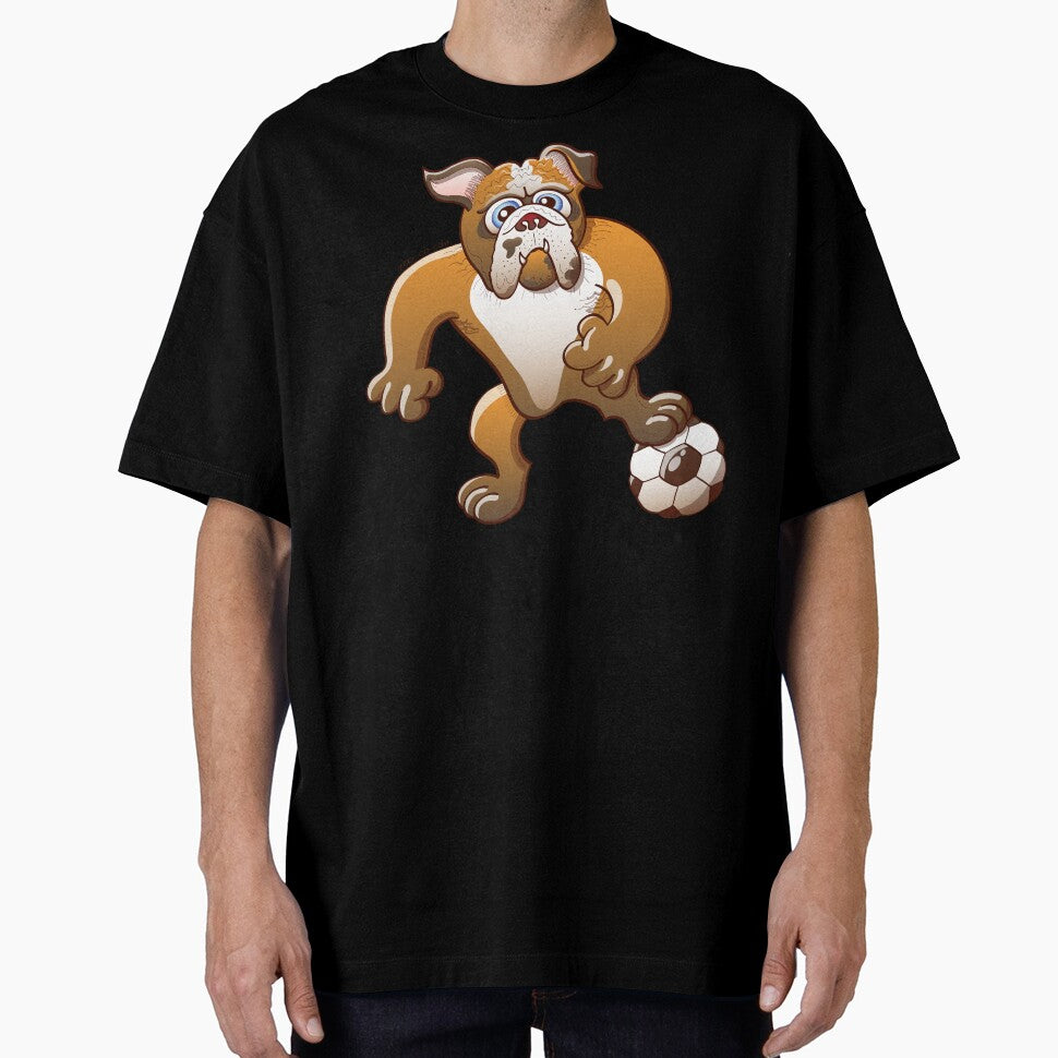 Bulldog Preparing to Kick a Soccer Ball by Zoo-co