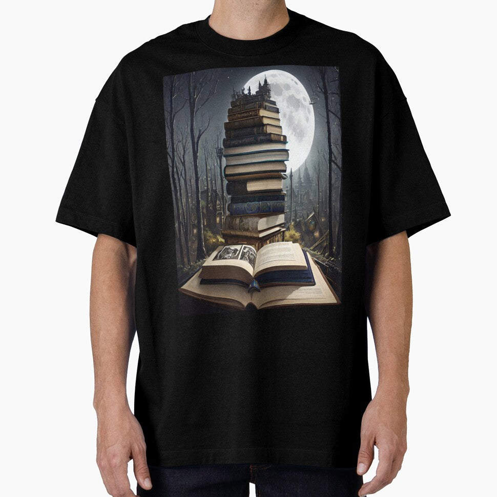 Book Aesthetic 1, Book Tower, City, Moon, Forest by WrenDay T-Shirts, Hoodie, Sweatshirt | BlankRebels.com (Image 1)