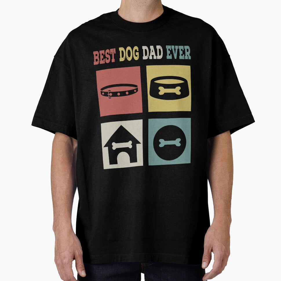 Father's Day Dog Shirt Vintage Best Dog Dad Ever Cool Father's Day Dog Lover Family by PatickCa