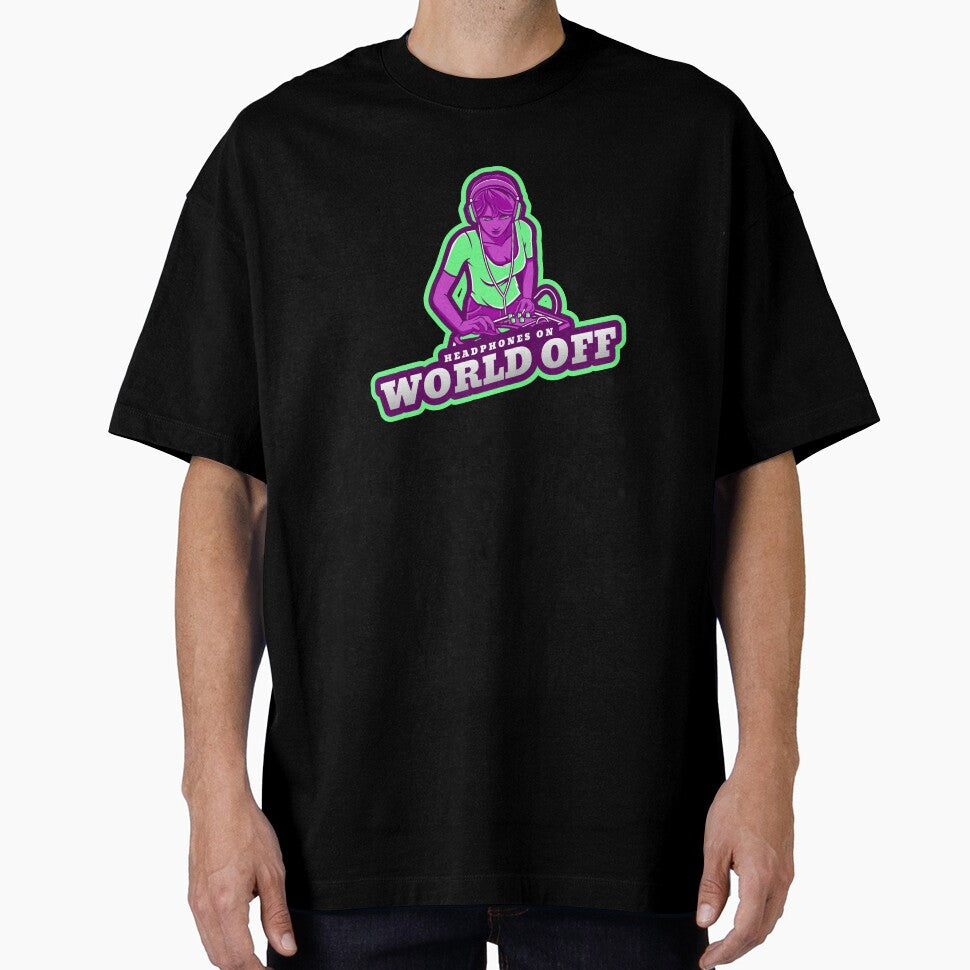 Headphones On World Off DJ | DJ Gift by fcbdavis T-Shirts, Hoodie, Sweatshirt | BlankRebels.com (Image 1)