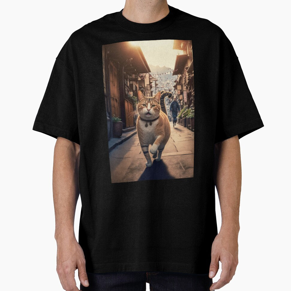 Cute Cat Walking Small Street T-Shirts, Hoodie, Sweatshirt