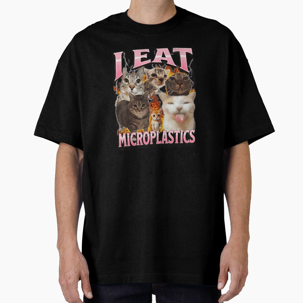 I Eat Microplastics Funny Cat Meme Collage by tadmercado