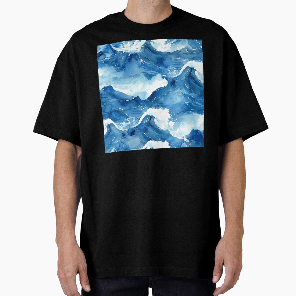 Big, Bold Blue Japanese-Style Crashing Waves Abstract by DEC02 T-Shirts, Hoodie, Sweatshirt | BlankRebels.com (Image 1)