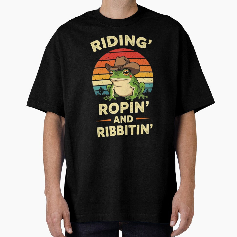 Funny Cowboy Frog Ridin' Ropin' & Rabbitin' by Ikon-Luminis T-Shirts, Hoodie, Sweatshirt | BlankRebels.com (Image 1)