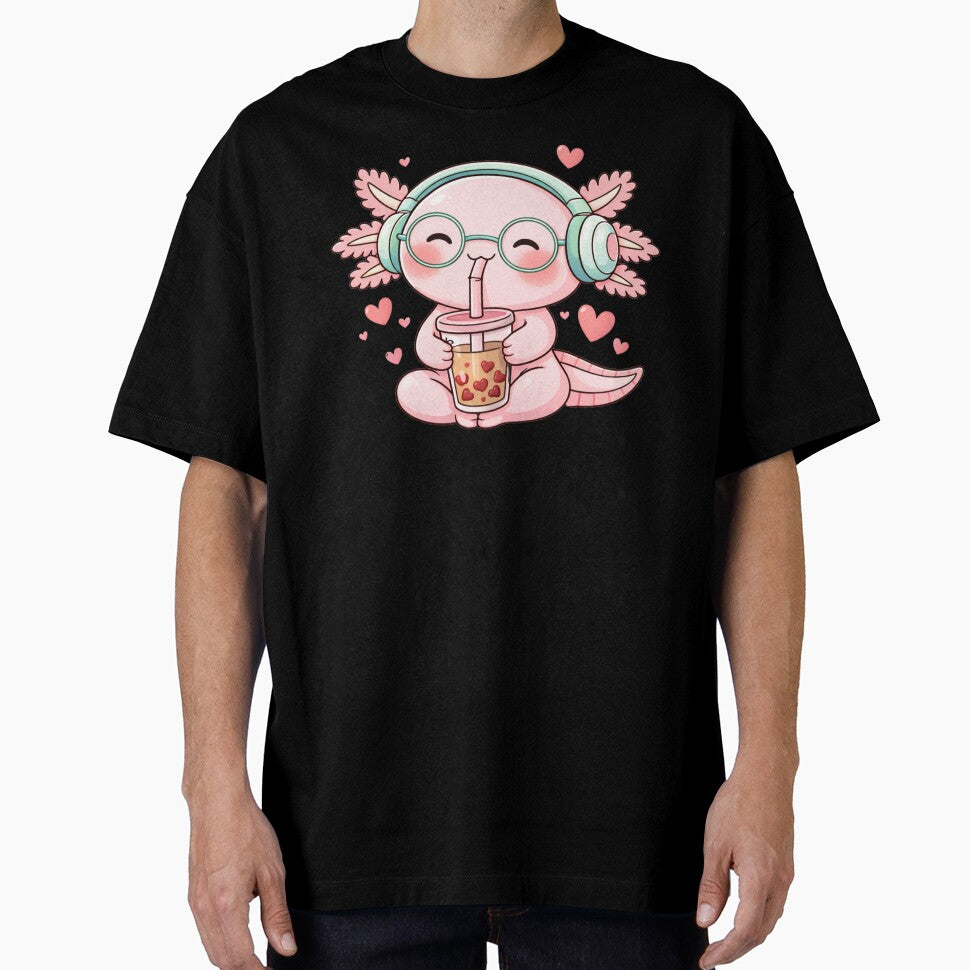 Valentine Bubble Tea Axolotl – Cute Kawaii Axolotl with Hearts Chibi Art by ColorSplash123 T-Shirts, Hoodie,... (Image 1)