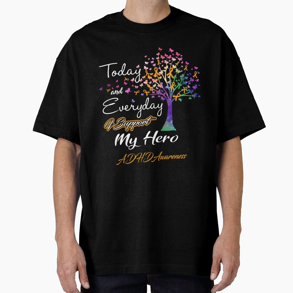 ADHD Awareness Today and Everyday I Support My Hero by ElizabethS809 T-Shirts, Hoodie, Sweatshirt | BlankRebels.com (Image 1)