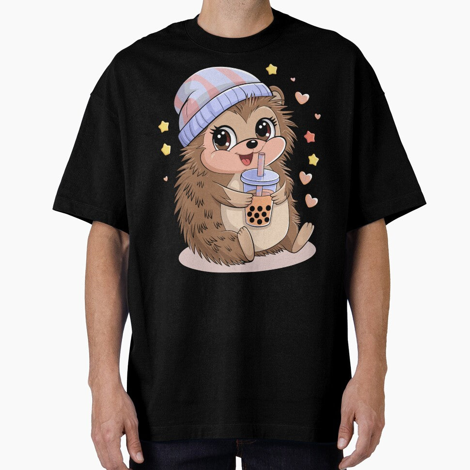 Cute Hedgehog Drinking Boba Tea by InsanseCreation T-Shirts, Hoodie, Sweatshirt | BlankRebels.com (Image 1)