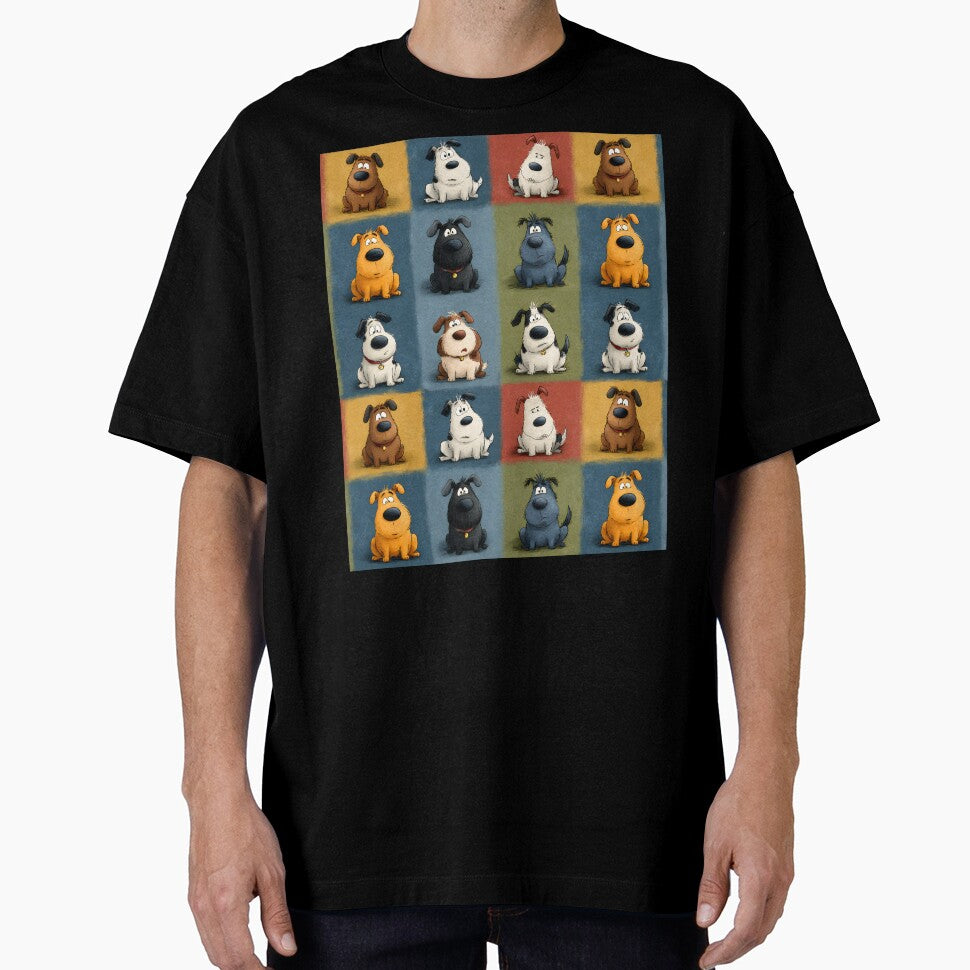 Dogs Funny Dog Lover Cartoon Animals Retro Checkered Pattern by SecretDicer T-Shirts, Hoodie, Sweatshirt (Image 1)