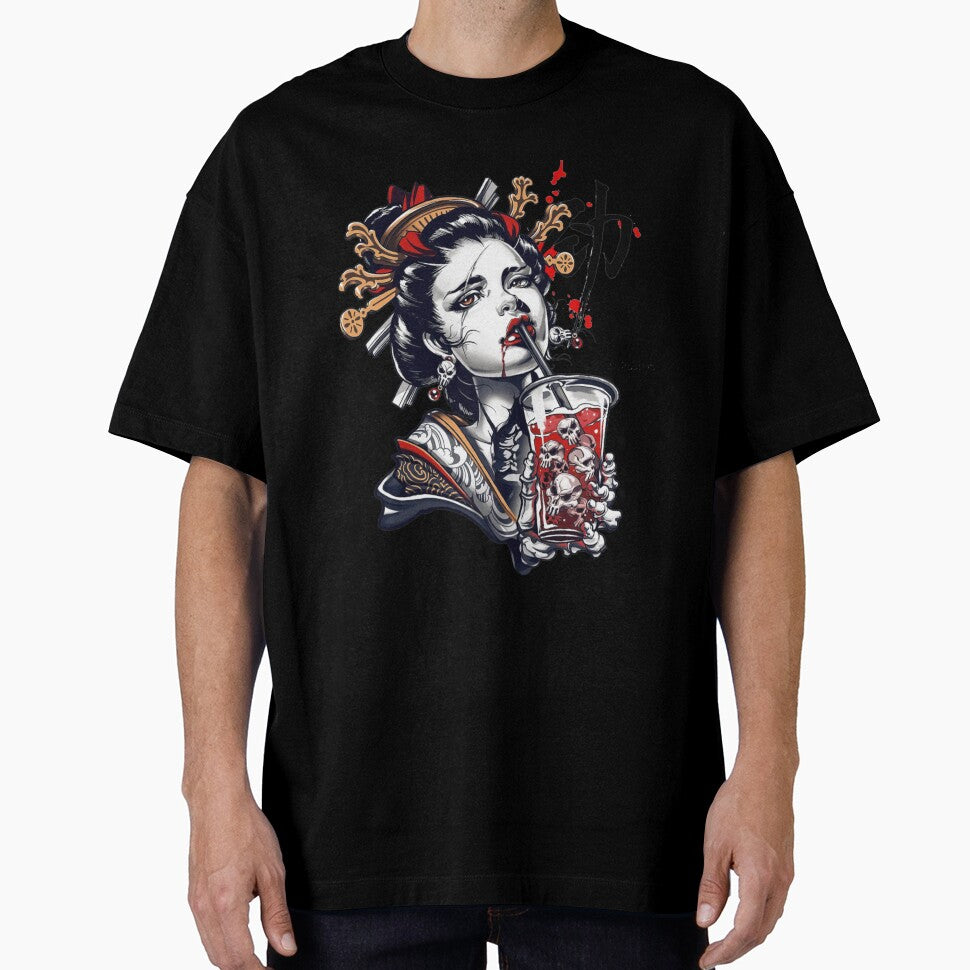 Japanese Geisha Girl Vaporwave Cyberpunk Popart Urban Style by MaryARowley T-Shirts, Hoodie, Sweatshirt (Image 1)