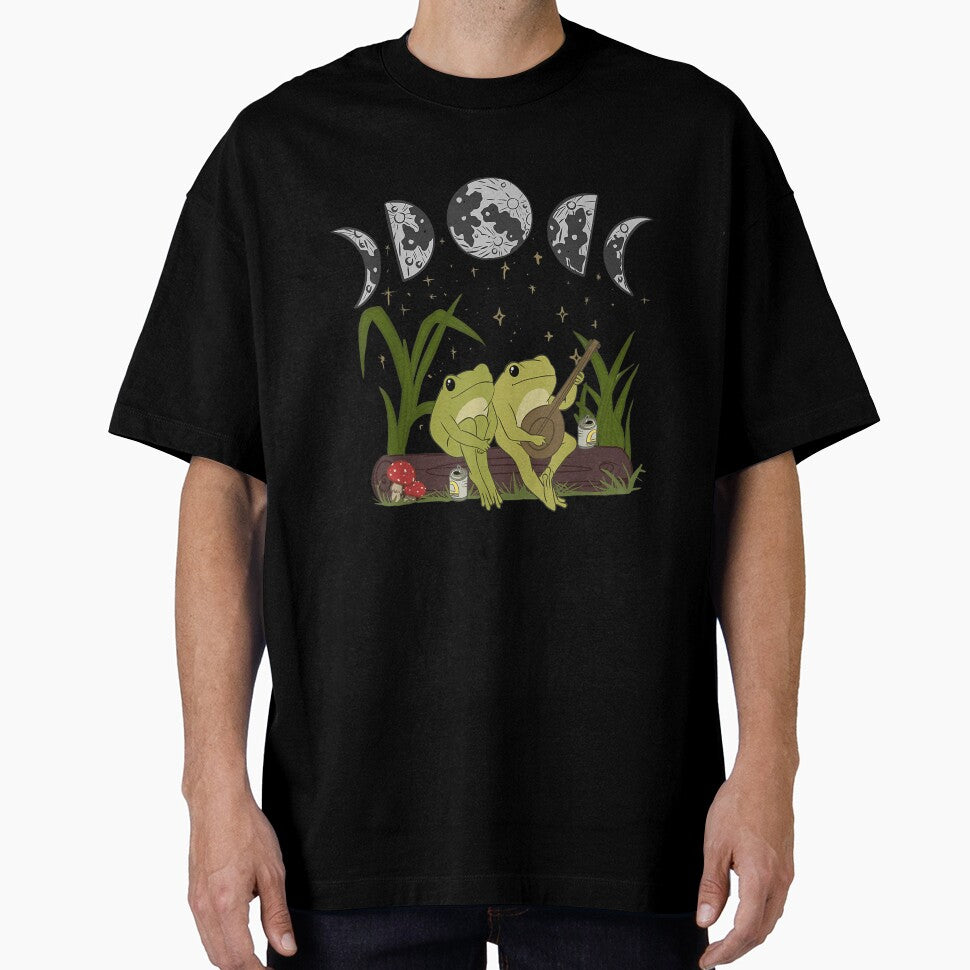 Cute Cottagecore Aesthetic Frog Banjo Mushroom Moon Vintage by dickvusqr T-Shirts, Hoodie, Sweatshirt (Image 1)