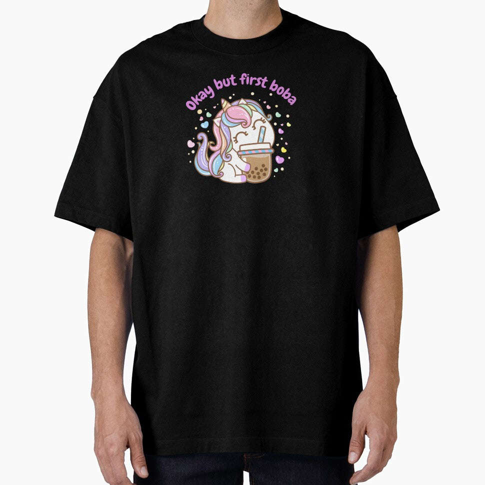 Okay but first boba tea lover Unicorn by Artistusha T-Shirts, Hoodie, Sweatshirt | BlankRebels.com (Image 1)
