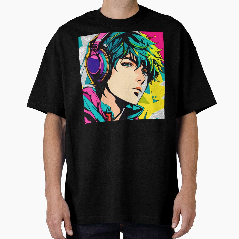 Cartoon Teen Boy With Headphones Colorful Pop Art by DEC02