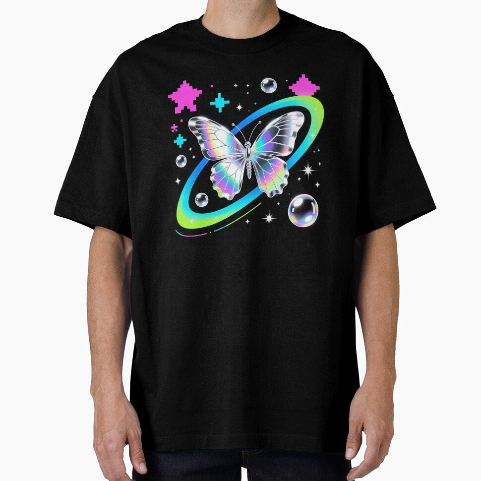 Neo Y2K Aesthetic Chrome Holographic Neon Digital Art by PillowShop ⭐⭐⭐⭐⭐ T-Shirts, Hoodie, Sweatshirt (Image 1)