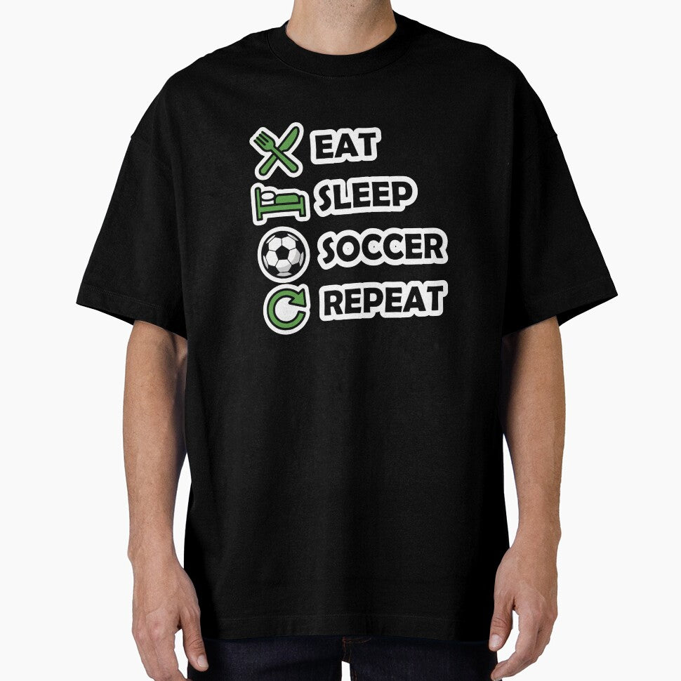 Eat Sleep Soccer Repeat Funny Sports Player Gift Green Icons by 6im0