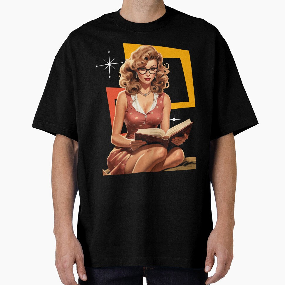 Retro Pin-Up Reading Girl – Vintage Book Lover Aesthetic by Bea May Bombshell Studio T-Shirts, Hoodie, Sweatshirt (Image 1)