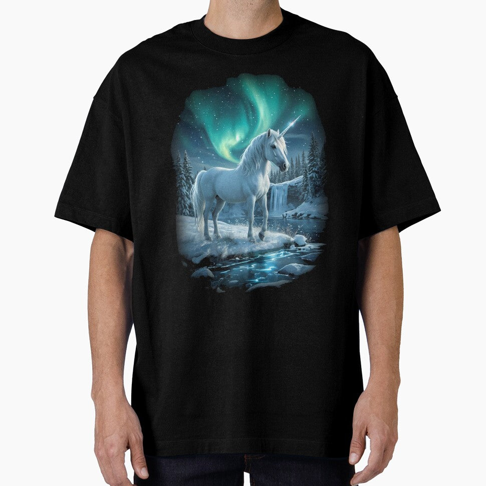 Majestic Winter Unicorn Under Northern Lights by RkskArt T-Shirts, Hoodie, Sweatshirt | BlankRebels.com (Image 1)